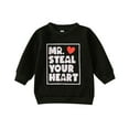 thumbnail image 1 of Toddler Girl Sweatshirt Valentine's Day Long Sleeve Crew Neck Pullover Letter Print Black 3 Years-4 Years, 1 of 4