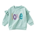 thumbnail image 1 of Toddler Girl Sweatshirt Valentine's Day Long Sleeve Crew Neck Pullover Letter Print Warm Light Blue 2 Years-3 Years, 1 of 3