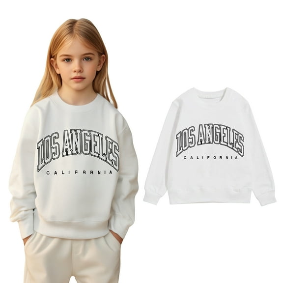 Toddler Girl Sweatshirts Letter Graphic Long Sleeve Crew Neck Cute Pullover Relaxed Fit Tops Warm Fall Winter Clothes 3T Sweatshirt