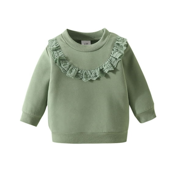 Toddler Girl Sweatshirts Long Sleeve Girls Green Sweatshirt Pullover Crewneck Blouse Shirt Tops Fall Clothes Little Girl Clothes 12-18 Months