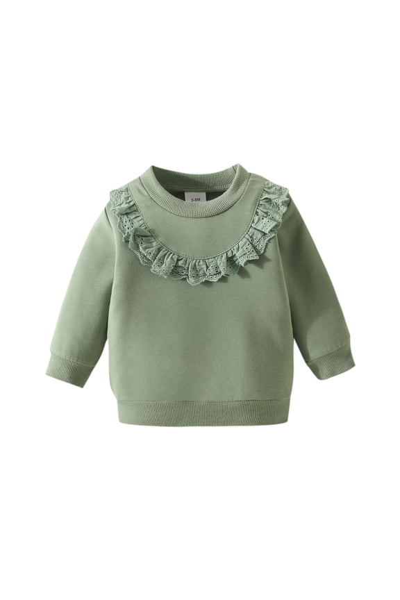 Toddler Girl Sweatshirts Long Sleeve Girls Green Sweatshirt Pullover Crewneck Blouse Shirt Tops Fall Clothes Little Girl Clothes 12-18 Months