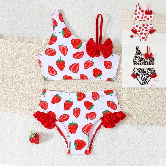 Toddler Girl Swimsuit Beachwear Girls Two Piece Floral Printed Tankini Bikini Set Lightweight Sun Safe Outfit for Kids Seaside Vacation Swimming Trips Multicolour 4Y