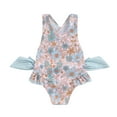 thumbnail image 1 of Toddler Girl Swimsuit Floral Print Sleeveless U-Neck Swimwear Cute Ruffled Bathing Suits, 1 of 10