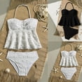 thumbnail image 1 of Toddler Girl Swimsuit High Elastic Ribbed Tankini 2 Piece Swimsuit Comfortable Bathing Suits for Girls White 15-16 Years, 1 of 8