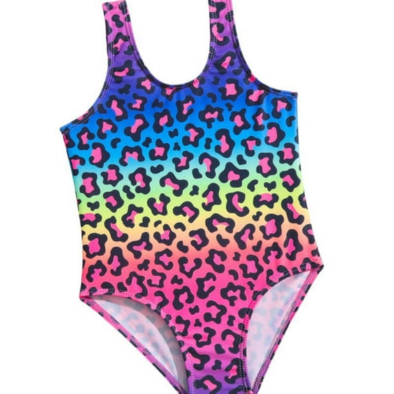 Toddler Girl Swimsuit One-Piece Swimming Leopard Print Bathing Suit Swimwear for Kids Size 4-5T