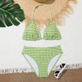 thumbnail image 1 of Toddler Girl Swimsuit Size 12-13Y Breathable Solid Ruched Halter Tie Side Bikini Swimsuit 2 Piece Girls Bathing Suits, 1 of 5