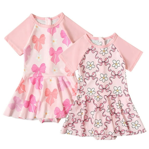 Toddler Girl Swimsuit Sleeveless Swimwear One-Piece Baby Girl Bathing Suits Pink 2 Y-3 Y