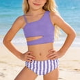 thumbnail image 1 of Toddler Girl Swimsuit Teen Girl's High Waist Ruffle Tankini Two Piece Swimsuits Set Toddler Girl Bathing Suit Purple 10-11 Years, 1 of 3