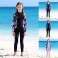 thumbnail image 1 of Toddler Girl Swimsuit Tropical Foliage Kids Long Sleeve Full Length One Piece Sun Swimsuit Girls Bathing Suits Navy 7-8Y, 1 of 9