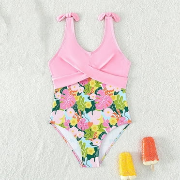Toddler Girl Swimwear Kids 1 Piece Swimsuit Cute Swimwear Summer Floral Beach Sport Bathing Girls Swimsuit Red 9 Years-10 Years