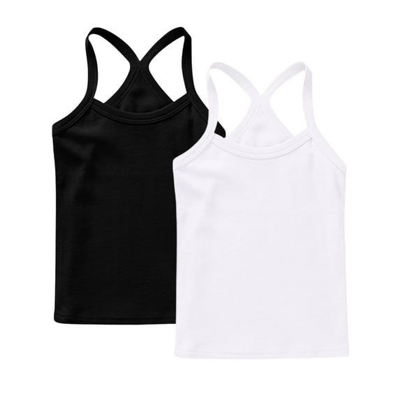 Toddler Girl Tank Tops s 2-pack Girls ?Tanks & Camis, Toddler Girls Sleeveless Tank Tops, Racerback Camisole Undershirts Soft Stretch Cotton Spaghetti Strap Cami Shirts New 2-pack-BB 12 Months