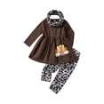 thumbnail image 1 of Toddler Girl Thanksgiving Outfits Ruffle Long Sleeve Blouse Turkey Print Tops Leopard Leggings Set, 1 of 6