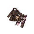 thumbnail image 1 of Toddler Girl Thanksgiving Outfits Ruffle Long Sleeve Blouse Turkey Print Tops Leopard Leggings Set, 1 of 6