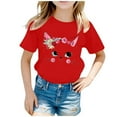 thumbnail image 1 of Toddler Girl Tops 2t Cartoon Print Fashion Short-Sleeve T-Shirt Crew Neck Sports T-Shirt Girls' Tops, Tees & Blouses 12-14 Years（Red）, 1 of 3