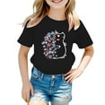 thumbnail image 1 of Toddler Girl Tops 2t Cartoon Print Short Sleeve T-Shirt Fashion Round Neck Summer Tops Girls' Tops, Tees & Blouses Black,110, 1 of 5