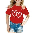 thumbnail image 1 of Toddler Girl Tops 7-8 Years Heart Shirt for Tweens Summer Tops Short Sleeve T Shirt Casual Comfortable Tee Red, 1 of 5