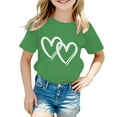 thumbnail image 1 of Toddler Girl Tops 9-10 Years Heart Shirt for Tweens Summer Tops Short Sleeve T Shirt Casual Comfortable Tee Green, 1 of 5
