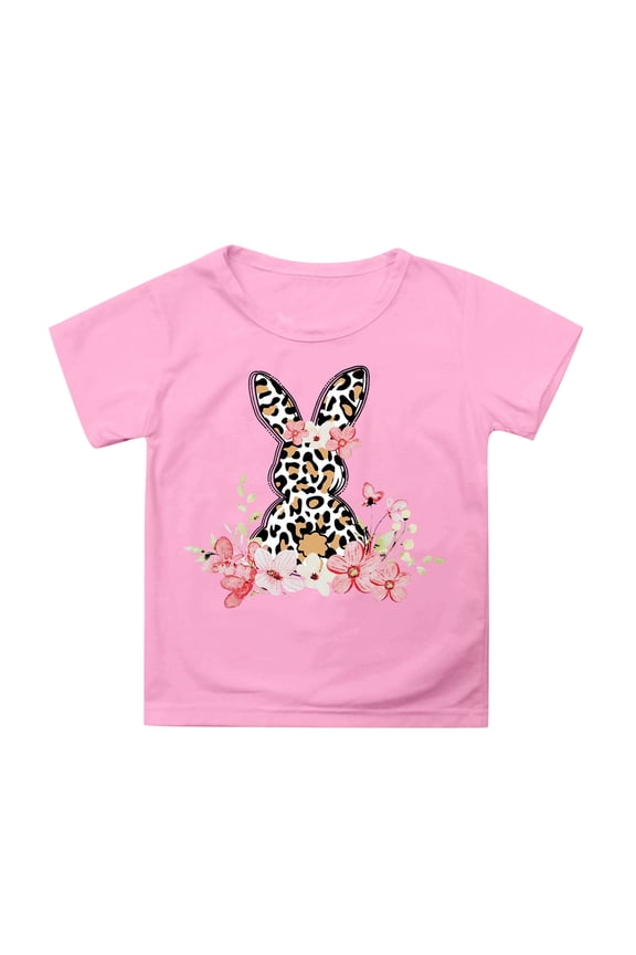 Toddler Girl Tops Rabbit Tops Egg Short Sleeve Tee for Toddler Happy Easter Comfy Round Neck Girls' Tops, Tees & Blouses 10-11 Years,Pink