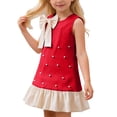 thumbnail image 1 of Toddler Girl Tulle Dress Red Sleeveless Princess Fancy Dress Kids Ceremony Party Gift 2T, 1 of 9