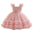 thumbnail image 1 of Toddler Girl Tulle Dress Summer Ruffle Sleeveless Baby Girl Fashion Casual Dresses 1-6Y Pink 3-4 Years, 1 of 7