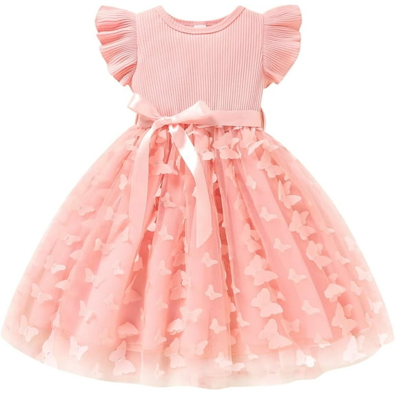 Toddler Girl Tulle Dress Summer Ruffle Sleeveless Baby Girl Fashion Casual Dresses 1-6Y