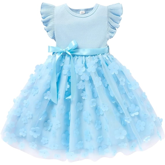Toddler Girl Tulle Dress Summer Ruffle Sleeveless Baby Girl Fashion Casual Dresses 1-6Y