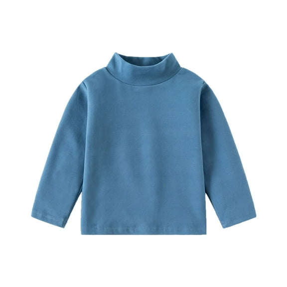 Toddler Girl Turtleneck Long Sleeve Soft Cotton Mock Neck Shirt Solid Color Casual Basic Tee Tops Shirts Simple Clothes