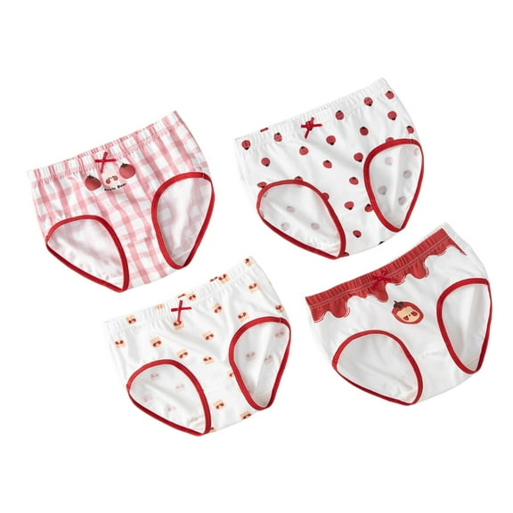 Toddler Girl Underwear Children Cute Print Briefs Shorts Pants Underwear Trunks 4Pcs Toddler Panties Pink 1 Years-2 Years