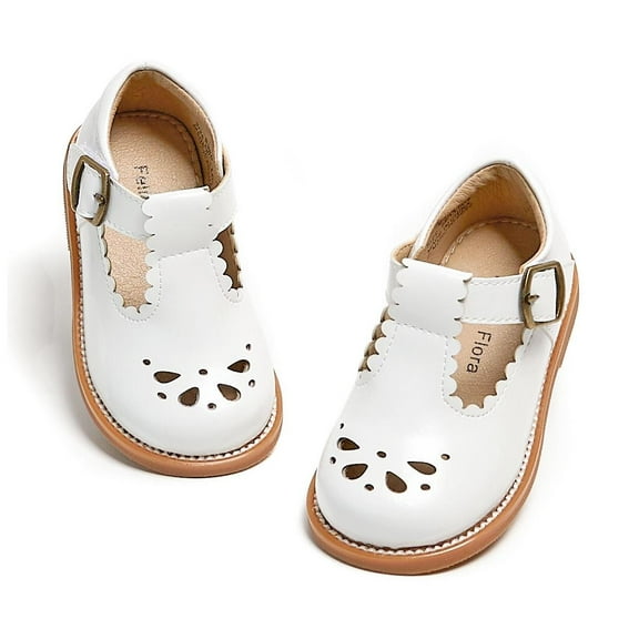 Toddler Girl White Mary Jane Dress Shoes Size 10 - Little Girl Oxford Shoes for Easter Flower Girl Party School Shoes