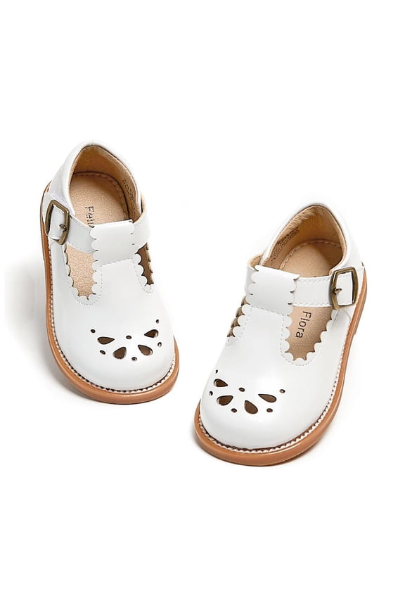 Toddler Girl White Mary Jane Dress Shoes Size 11 - Little Girl Oxford Shoes for Easter Flower Girl Party School Shoes