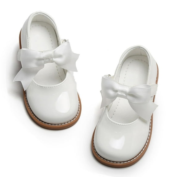 Toddler Girl White Mary Jane Dress Shoes Size 8 - Little Girl Oxford Shoes for Easter Flower Girl Party School Shoes