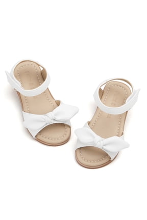 Toddler Girl White Sandals Size 10 Easter Flower Girl Dress Shoes Open Toe Little Kid Summer Flats