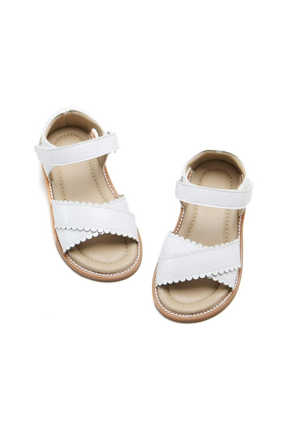Toddler Girl White Sandals Size 6 - Little Girl Easter Summer Dress Shoes Lightweight Open Toe Beach Holiday