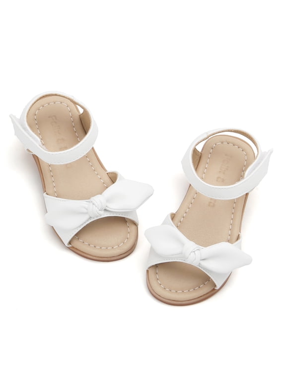 Toddler Girl White Sandals Size 7 Easter Flower Girl Dress Shoes Open Toe Little Kid Summer Flats