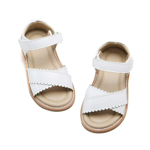 Toddler Girl White Sandals Size 9 - Little Girl Easter Summer Dress Shoes Lightweight Open Toe Beach Holiday