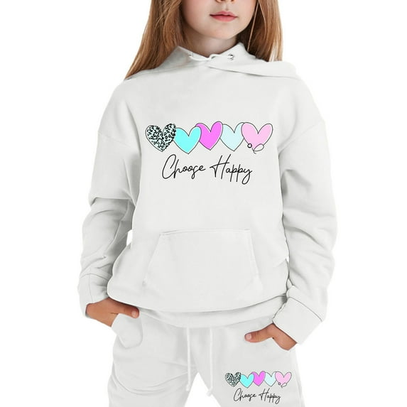 Toddler Girl Winter Clothes Letter Print Long Sleeve Hoodie Pullover Top and Long Sweatpants Set Fall Clothes for Kids 4-5 Years