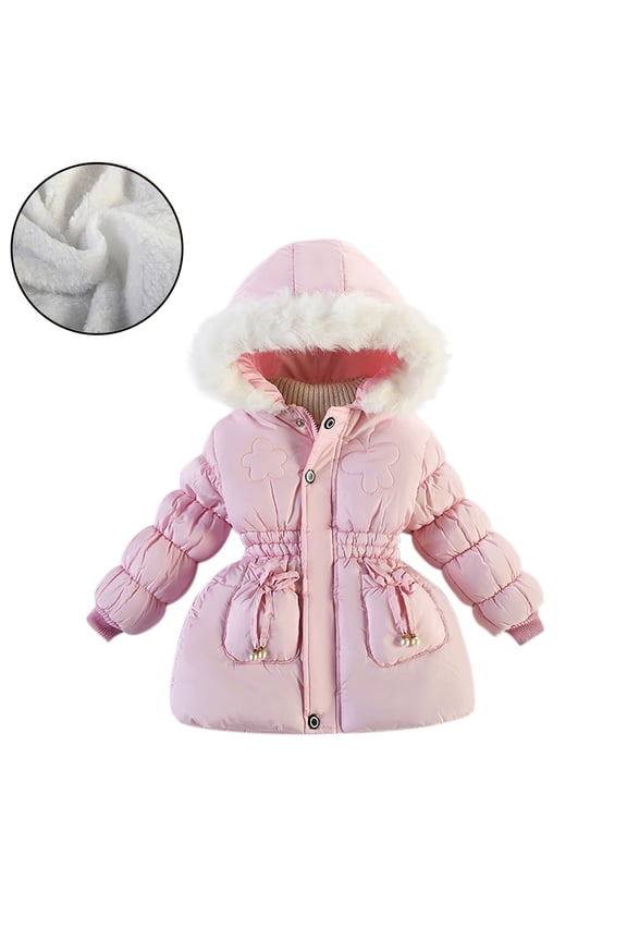 Toddler Girl Winter Coat Girls Puffer Jacket Zipper Long Sleeve Windproof Jacket Outwear Hooded Down Jacket Baby Girl Clothes Winter 2-3 Years