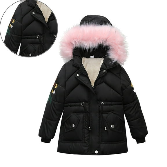 Toddler Girl Winter Coat Kids Puffer Jacket Zip up Long Sleeve Windproof Jacket Outwear Warm Hooded Outdoor Coats 2-3 Years Winter Coats for Girls