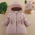 thumbnail image 1 of Toddler Girl Winter Coat Kids Puffer Jacket Zipper Long Sleeve Windproof Jacket Outwear Cute Hooded Jackets with Pockets 18-24 Months Old Birthday Outfit Girl, 1 of 4
