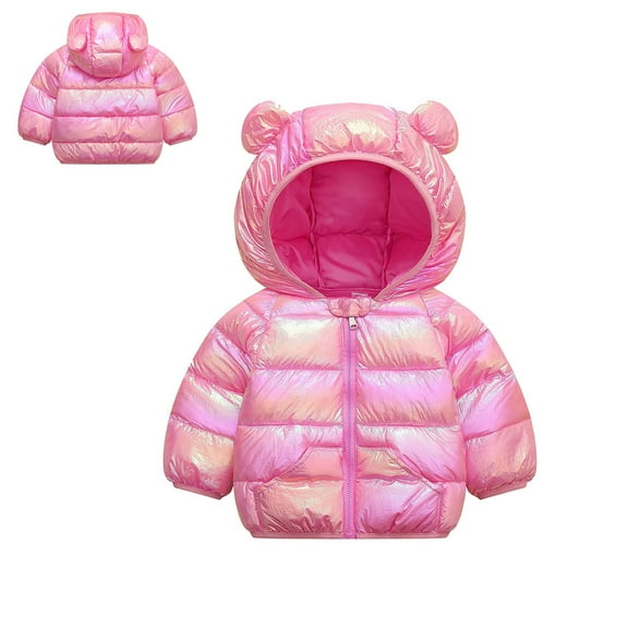 Toddler Girl Winter Coat Puffer Jacket Kids Zip up Long Sleeve Kids Warm Winter Coat Outerwear Hooded Jackets Girls Jackets Size 3-4 Years