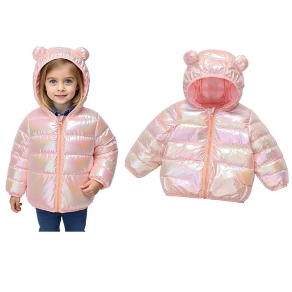 Toddler Girl Winter Coat Puffer Jacket Kids Zip up Long Sleeve Windproof Down Jacket Hooded Jackets 12-18 Months Winter Coat Girl