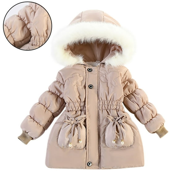 Toddler Girl Winter Coat Puffer Jacket Zip up Long Sleeve Windproof Jacket Outwear Hooded Jackets 12-18 Months Jacket
