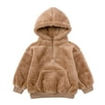 thumbnail image 1 of Toddler Girl Winter Coat Winter Thick Coat Boys Girls Lamb Velvet Children's Warm Hooded Sweater New Fall Jackets Winter Outerwear Brown 3-4T, 1 of 8