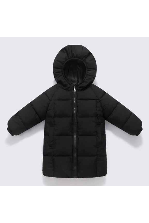 Toddler Girl Winter Coat with Hooded Puffer Jacket Boys Black Jacket Zip up Long Sleeve Waterproof Boys Lightweight Jacket 2-3 Years Winter Coat Boys
