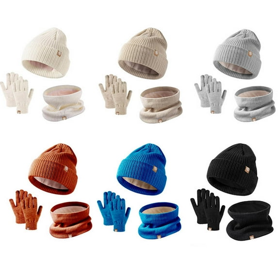 Toddler Girl Winter Hat and Gloves Set Kids Winter Hats and Gloves Sets 3 Piece Boys Girls Warm Windproof Lined Knitted Beanie with Neck Gloves for Cold Weather Toddler Winter Hat Boy