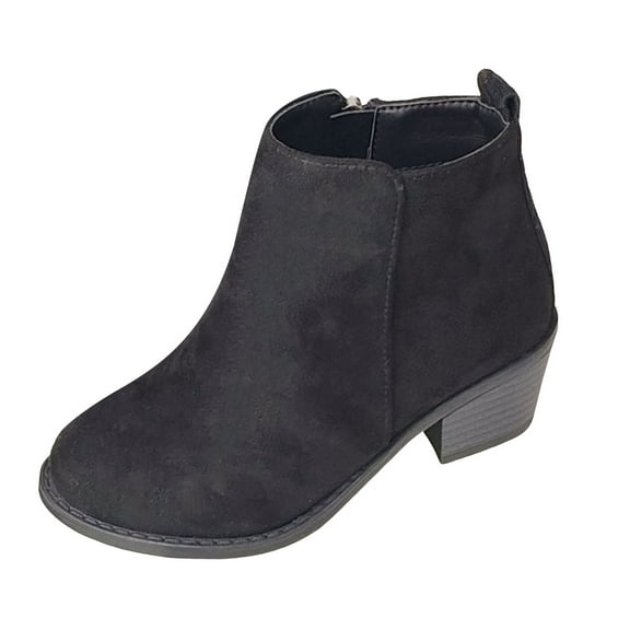 Toddler Girl's Ankle Boots Kids Chunky Mid Heel Fashion Rhinestone Dress Booties with Side Zipper