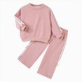 thumbnail image 1 of Toddler Girl's Bowknot Crewneck Sweatshirt Wide Leg Pants Set | 2 Piece Outfit, Sports Daily, Fall Winter, Cute, Fall Outfits, 1 of 7