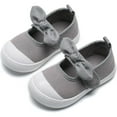 thumbnail image 1 of Toddler Girl's Canvas Sneakers Bowknot Mary Jane Flat Walking Shoes for Baby Kids School Uniform Dress Shoes, 1 of 8