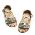 thumbnail image 1 of Toddler Girl's Casual Open Toe Princess Flat Summer Sandals (6-12M), 1 of 6