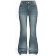 thumbnail image 1 of Toddler Girl's Elastic Waist Wide Leg Cargo Jeans Baggy Denim Pants with Flap Pocket Y2k Ripped Straight Leg Cute Jeans For Girls 10-12 With Holes, 1 of 4